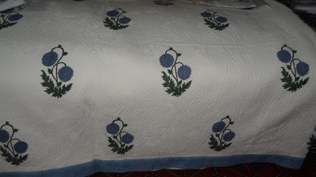 Cornflower design quilted bedcover