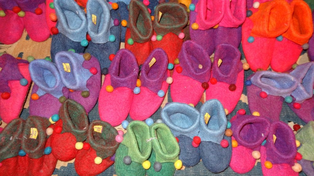 Nepalese felt slippers for children