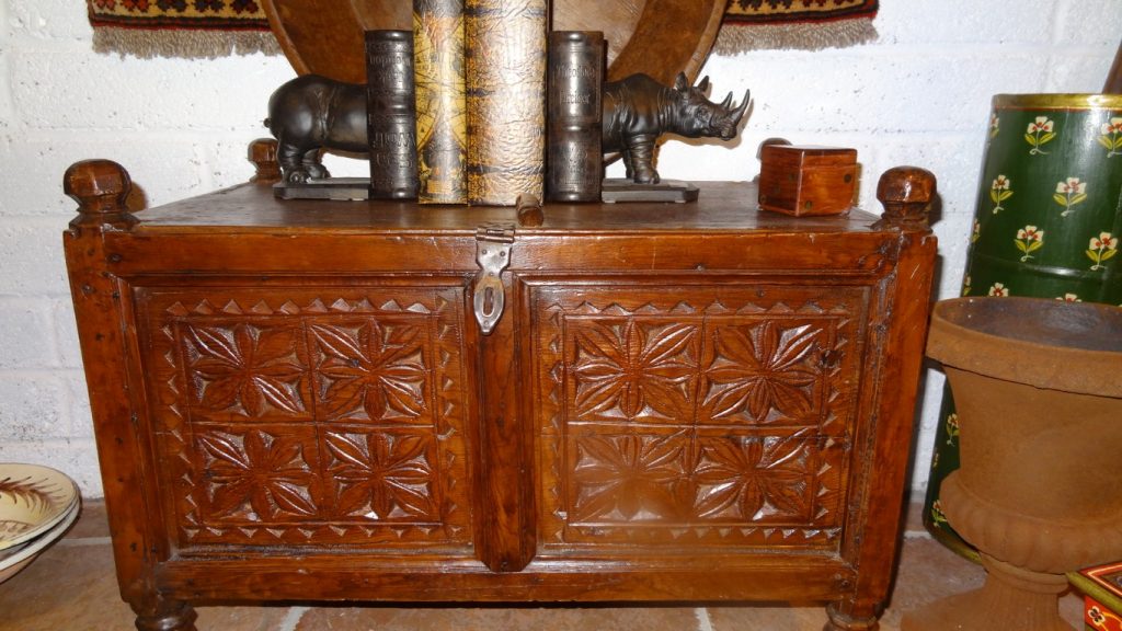 Carved wood Swati chest from the North-West Frontier of Pakistan