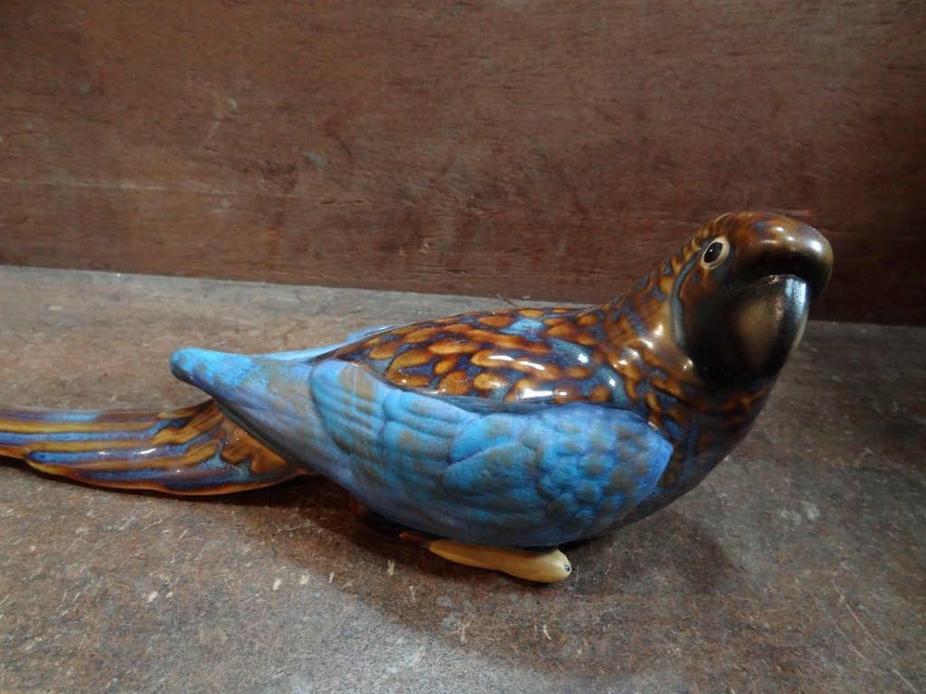Blue ceramic parrot (male)