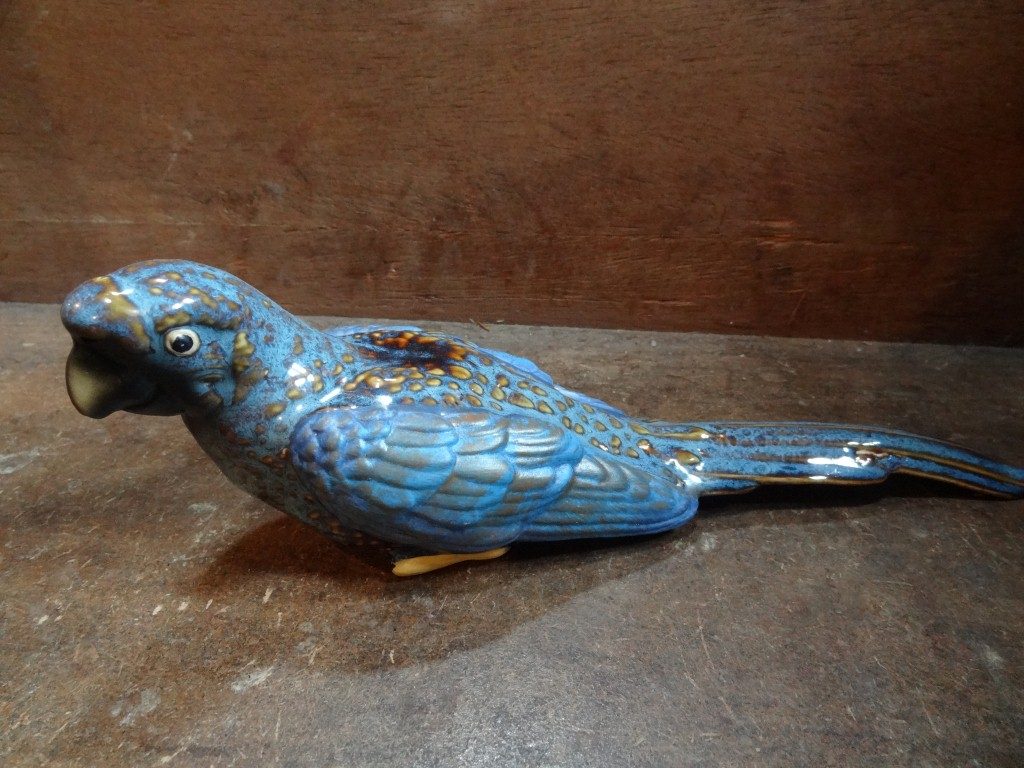 Blue ceramic parrot (female)