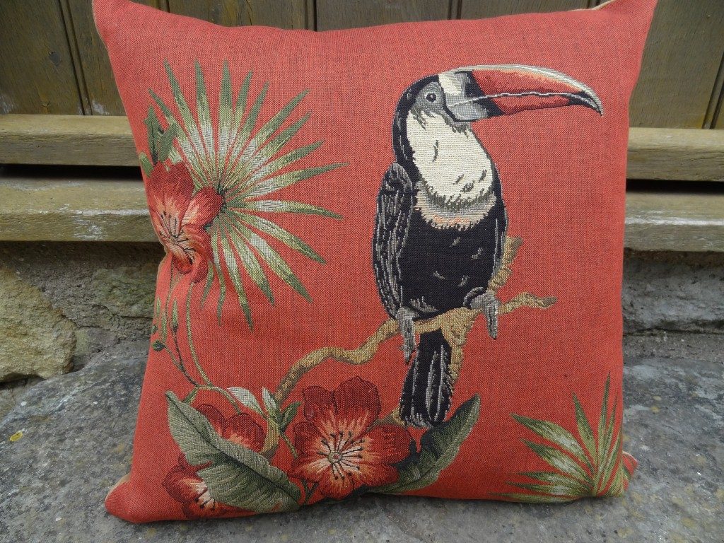 Terracotta "Toucan" cushion