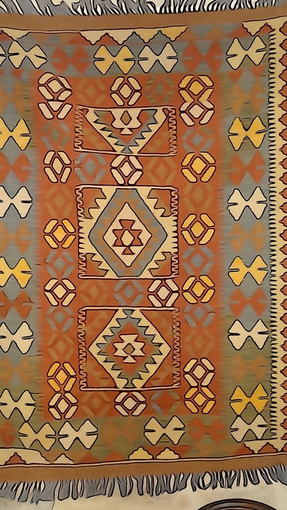 Afghan kilim woven with vegetable dyes