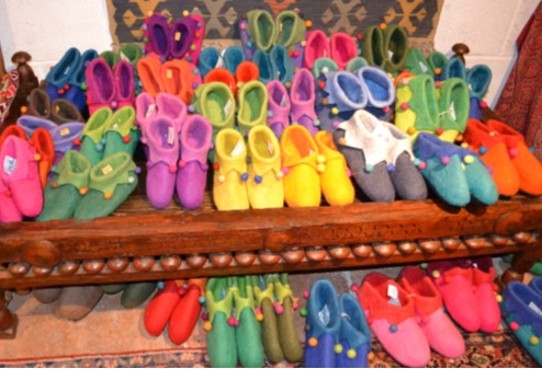 Colourful Nepalese felt slippers