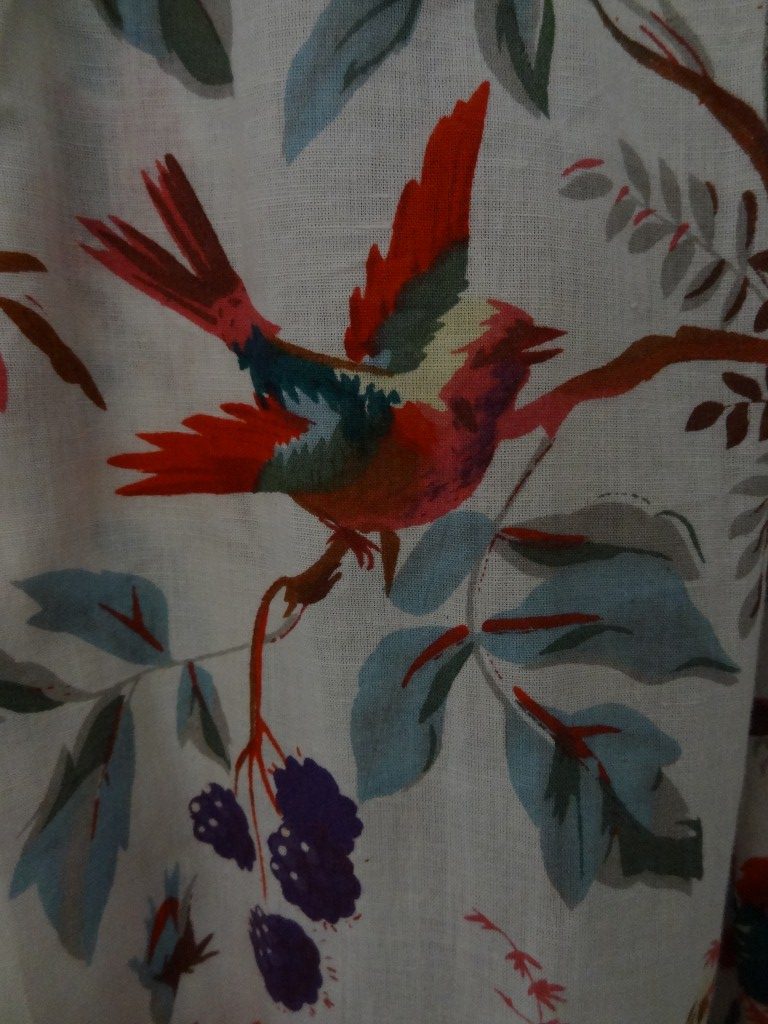 Detail of Bird of Paradise block printed kaftan